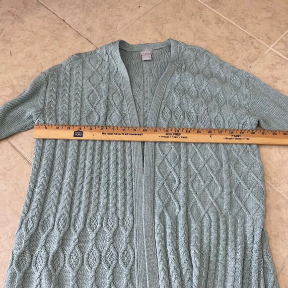 Chico's Women's Cable Stitch Knit Cardigan - Wool Cashmere Blend Medium - Picture 9 of 12